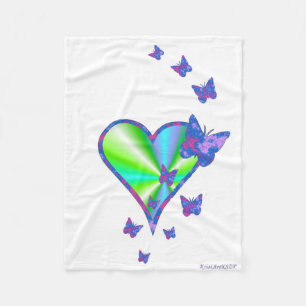 Manta Polar Corazón arcoiris y mariposa