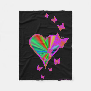 Manta Polar Corazón arcoiris y mariposa