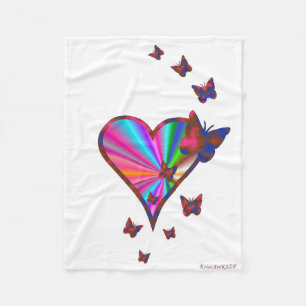 Manta Polar Corazón arcoiris y mariposa