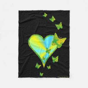 Manta Polar Corazón arcoiris y mariposa