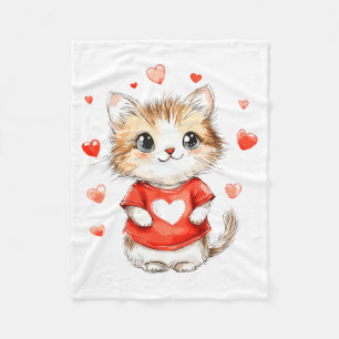 Manta Polar Corazón de chicas amantes de los gatos gatito día