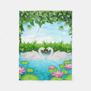 Manta Polar Corazón de cisnes