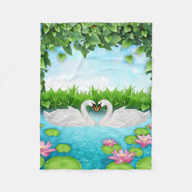 Manta Polar Corazón de cisnes (Anverso)