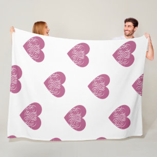 Manta Polar Corazón de diseño Paisley rosa suave 
