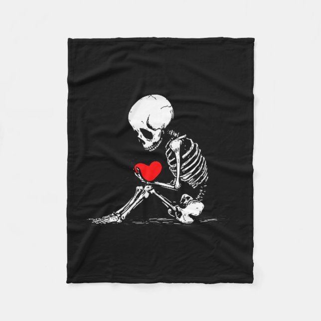 Manta Polar Corazón de esqueleto San Valentín Emo Gótico Minim (Anverso)