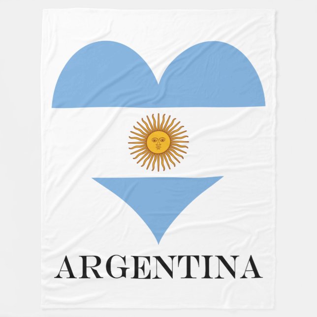 Manta Polar Corazón de la bandera de Argentina (Anverso)