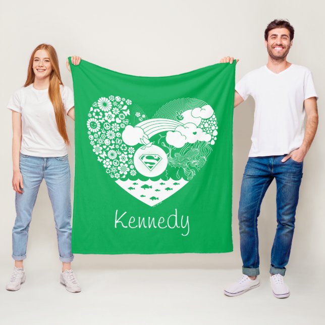 Manta Polar Corazón de paz floral de superchica (In situ)