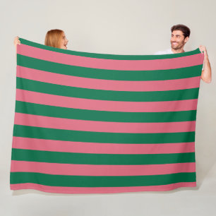 Manta Polar Corazón de rosa escabeche verde raya