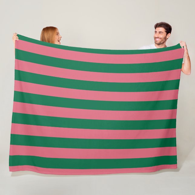 Manta Polar Corazón de rosa escabeche verde raya (In situ)