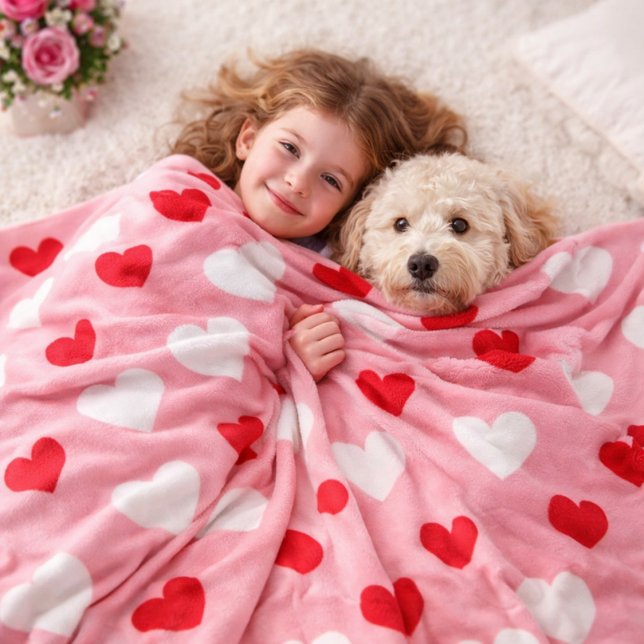 Manta Polar Corazón de San Valentín Patrón Rosa Rojo Blanco (Subido por el creador)
