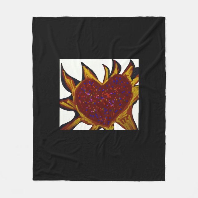 Manta Polar Corazón en llamas (Anverso)