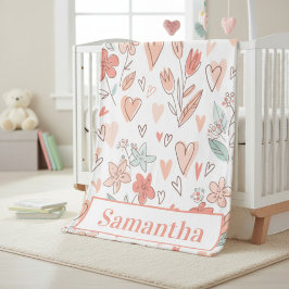 Manta Polar Corazón Floral Personalizado Acogedor