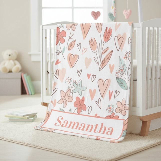Manta Polar Corazón Floral Personalizado Acogedor (Subido por el creador)