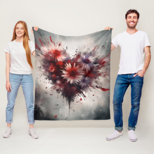 Manta Polar Corazón florido