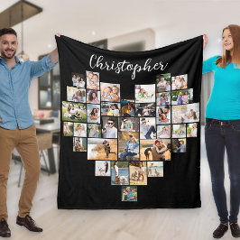 Manta Polar Corazón modelado 36 Collage de fotos Script Nombre