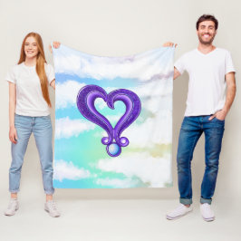 Manta Polar Corazón Morado Bonito