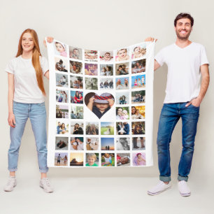 Manta Polar Corazón Personalizado DIY personalizado de collage