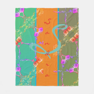 Manta Polar Corazón Rosa colorido con su nombre Fleece Blanket