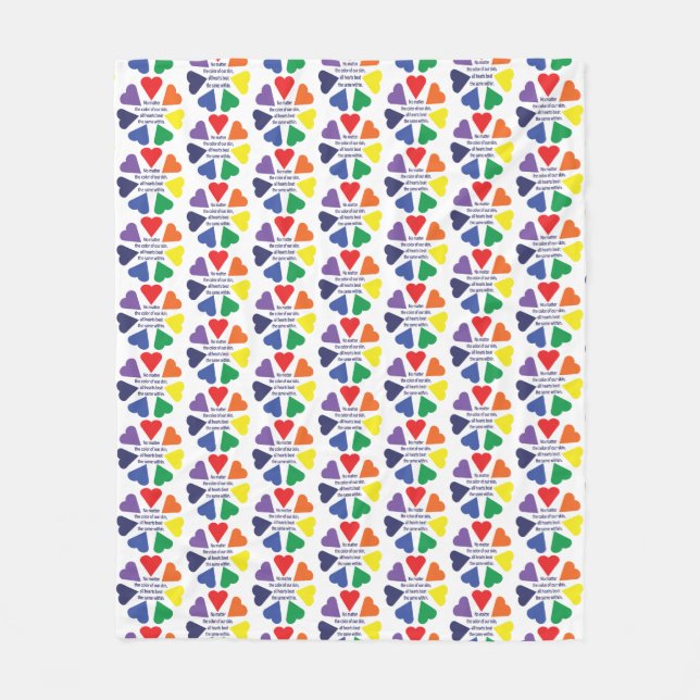 Manta Polar Corazones arcoiris (Anverso)