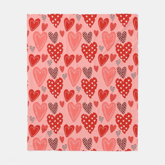 Manta Polar Corazones caprichosos lindos  (Anverso)