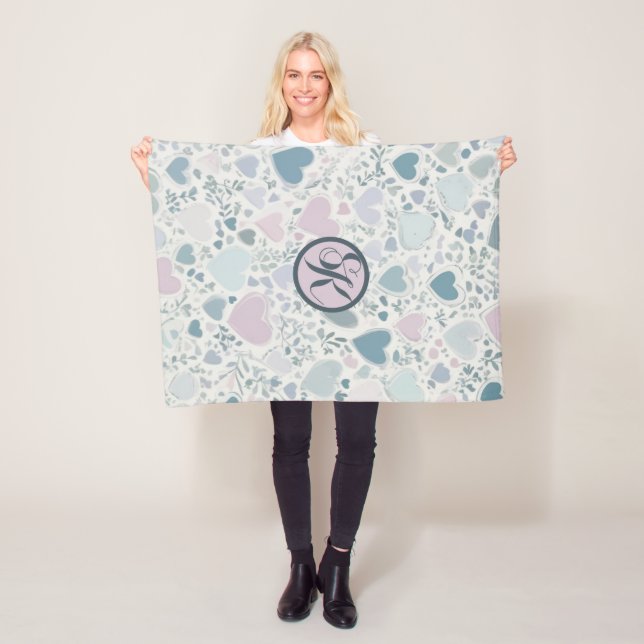 Manta Polar Corazones, comienzos y hojas de salvia (In situ)