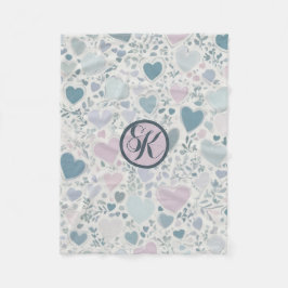 Manta Polar Corazones, comienzos y hojas de salvia