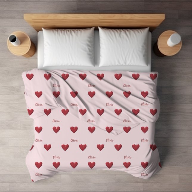 Manta Polar Corazones de amor rosados 'Coquette Aesthetic' (Subido por el creador)