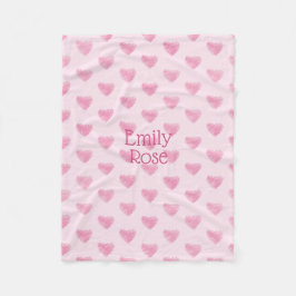 Manta Polar Corazones de color de agua rosada, personalizados