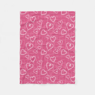 MANTA POLAR CORAZONES DE COLOR ROSA Y BLANCO