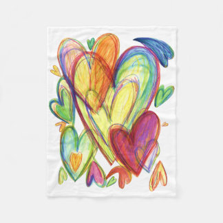 Manta Polar Corazones de curación coloridas Arcoiris Blanda Fu