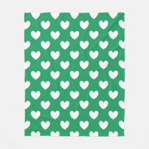 Manta Polar Corazones de polka blanca en Kelly Green