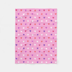 Manta Polar Corazones de polka de color rosa