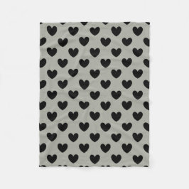 Manta Polar Corazones de polka negra en Pussysaud Gray