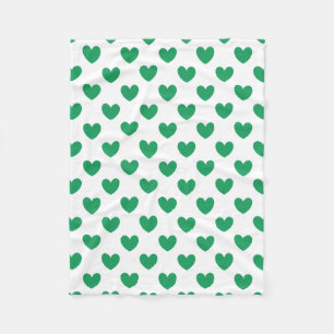Manta Polar Corazones de polka verde de Kelly en blanco