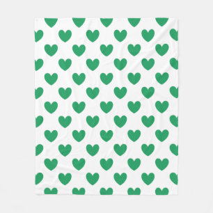Manta Polar Corazones de polka verde de Kelly en blanco