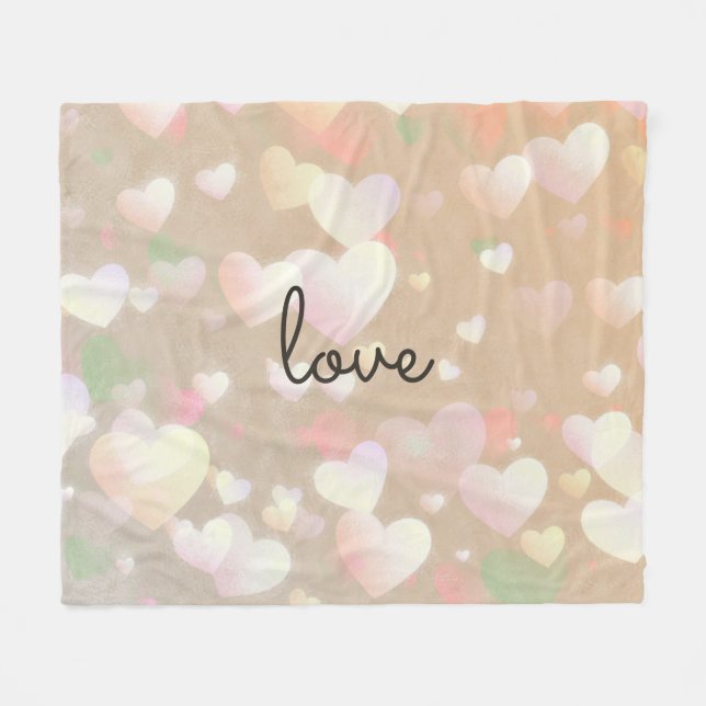 Manta Polar Corazones del resplandor de Champán (Frente (Horizontal))