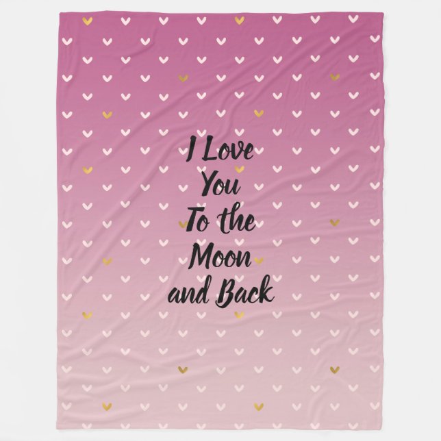 Manta Polar Corazones dorados rosados de Rubor (Anverso)