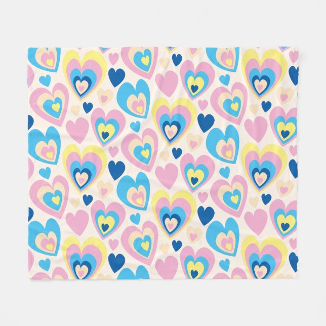 Manta Polar Corazones Pastel. (Frente (Horizontal))