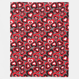 Manta Polar Corazones, rojo, negro, blanco, El día de San Val