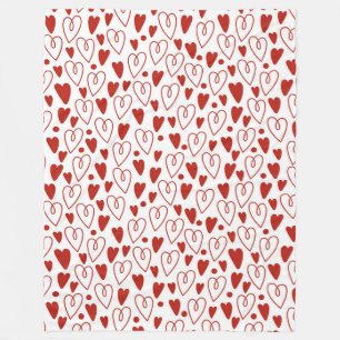 Manta Polar Corazones rojos