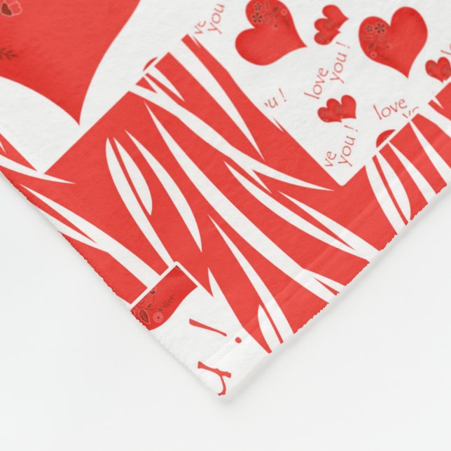 Manta Polar corazones rojos, amor. (Esquina)