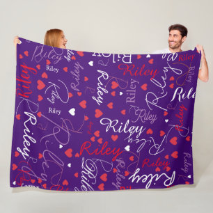 Manta Polar Corazones rojos giratorios sobre Personalizado mor