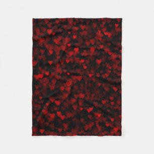 Manta Polar Corazones rojos visión borrosa negro oscuro amor r