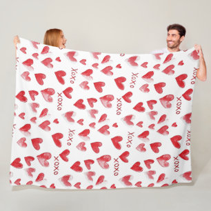 Manta Polar Corazones rojos XOXO
