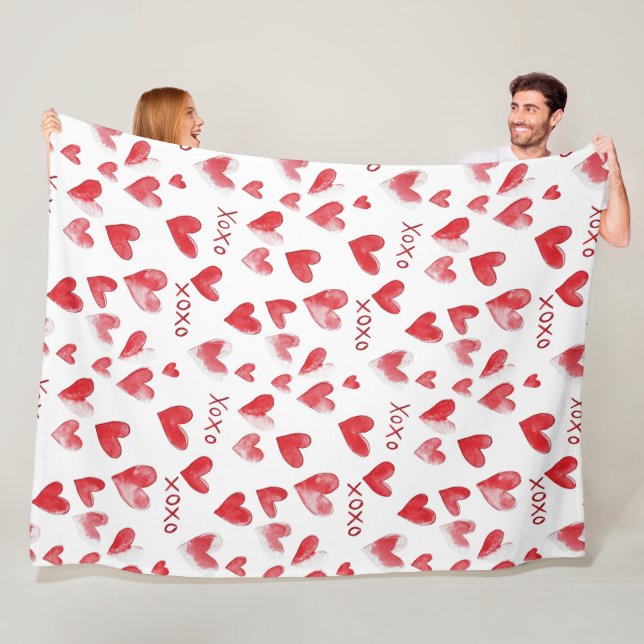 Manta Polar Corazones rojos XOXO (In situ)