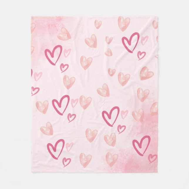 Manta Polar Corazones rosados (Anverso)