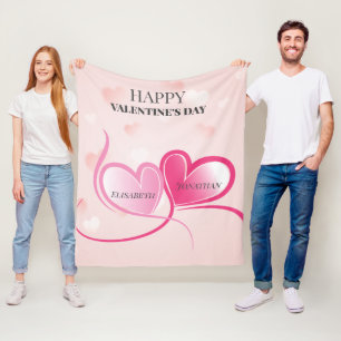 Manta Polar Corazones rosados metálicos