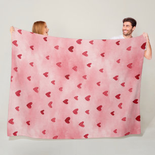 Manta Polar Corazones Rosas Rojos Amor  