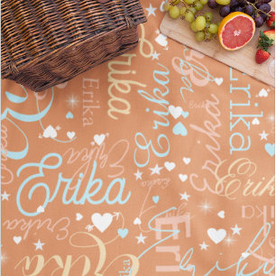 Manta Polar Corazones y estrellas con nombre en Apricot Trendy