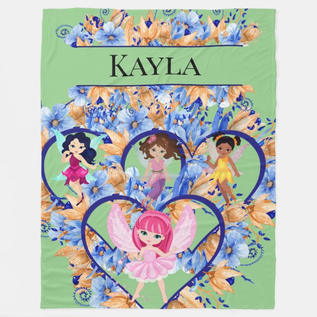 Manta Polar Corazones y hadas Fleece Blanket (Anverso)
